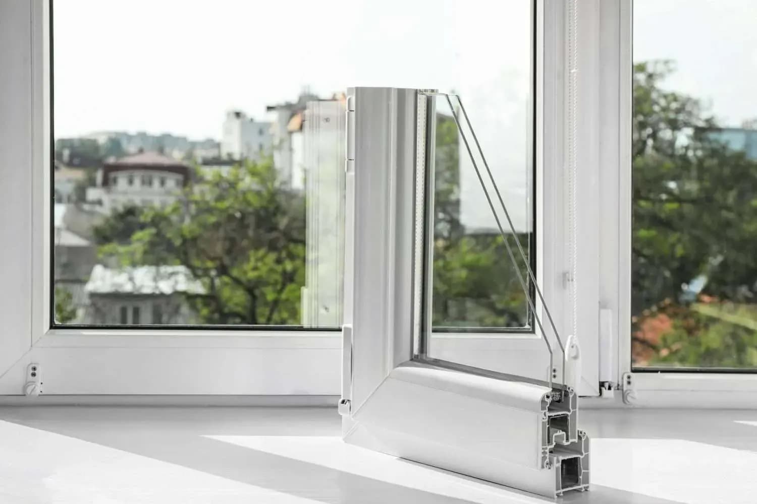 Close-up of multi-point locking system on double glazed window showcasing enhanced security features